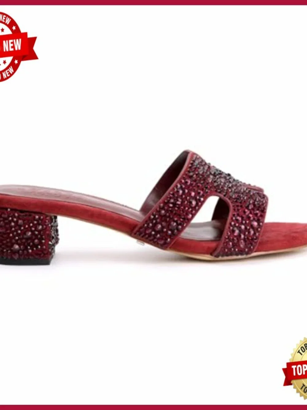 Rhinestone Heeled Sandals with Suede Upper and Block Heel for Weddings